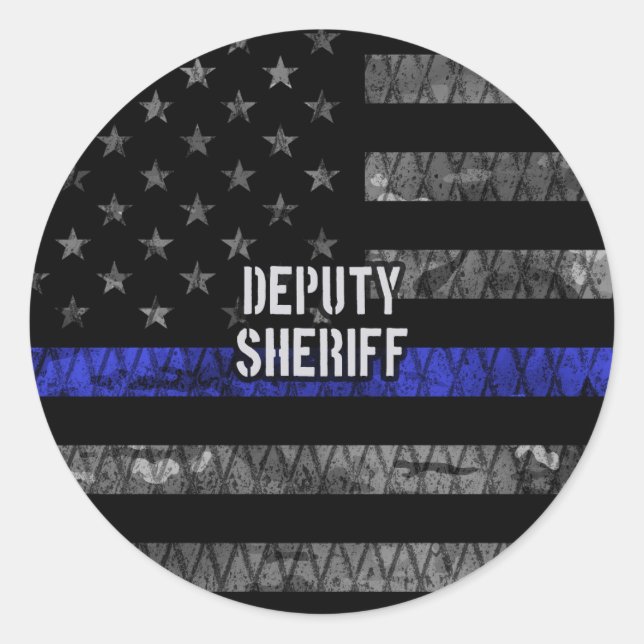 Stellvertretender Sheriff Distressed Flag Runder Aufkleber (Vorderseite)