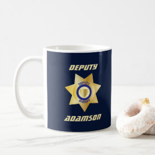 Stellvertretender Sheriff Personalisiert Gold Star Kaffeetasse
