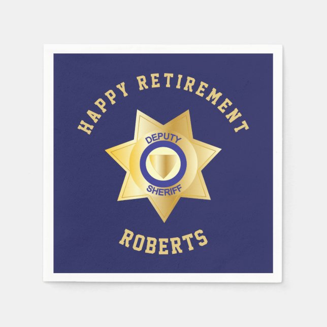 Stellvertretender Sheriff Retirement Party Gold St Serviette (Vorderseite)