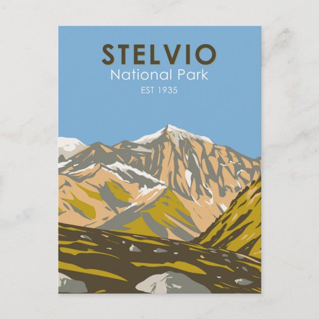 Stelvio Nationalpark Italien Mittelalpen Vintag Postkarte (Vorderseite)