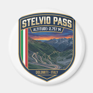 Stelvio-Pass - Alpine Motorradroute Magnet