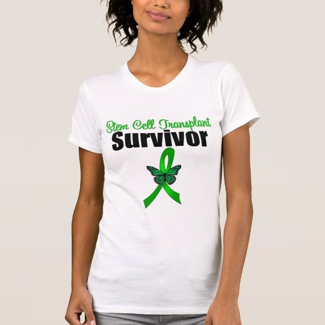 Stem Cell Transplant Survivor Butterfly Ribbon T-Shirt (Vorderseite)