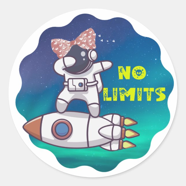 Stem: Girls Space No Limits Runder Aufkleber (Vorderseite)
