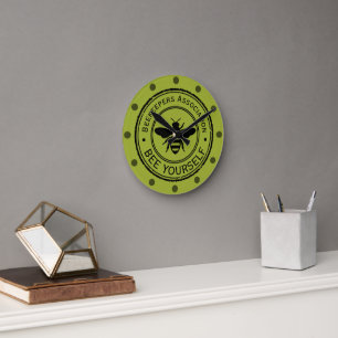 Stempel - DEIN TEXT - BIENE 1 - Fan Spaß Runde Wanduhr