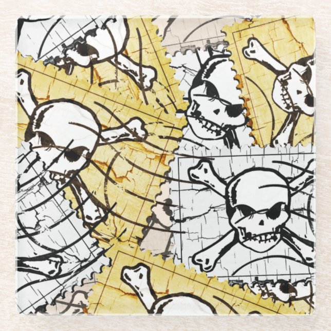 Stempel Schädel Glasuntersetzer (Vorderseite)