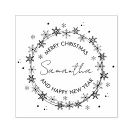 Stempelkissen Merry Christmas Flocons Schnee Gummistempel