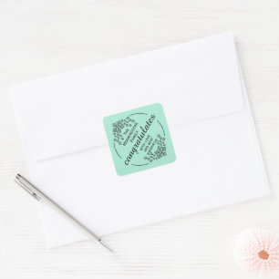 Stempelkreis - DEIN TEXT & DEINE IDEE - BLUMEN 9 Quadratischer Aufkleber
