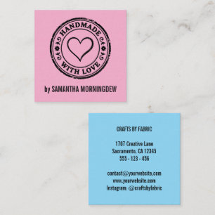 Stempelkreis - HANDGEMACHT MIT LIEBE - Herz 4 Quadratische Visitenkarte