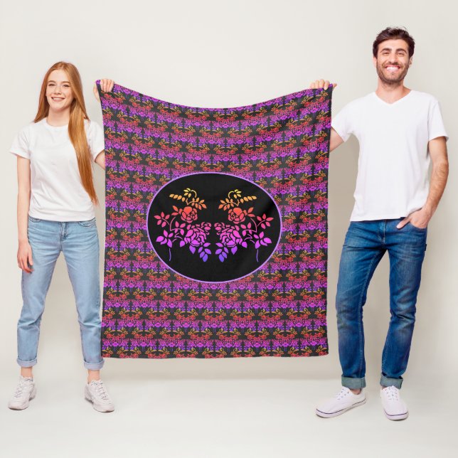 Stenciierte Rose Blume Abstrakte Farbgestaltung Fleecedecke (Beispiel)