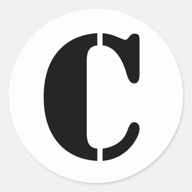 Stencil Alphabet von Janz Letter C White Runder Aufkleber (Vorderseite)
