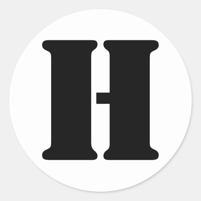 Stencil Alphabet von Janz Letter H White Runder Aufkleber (Vorderseite)