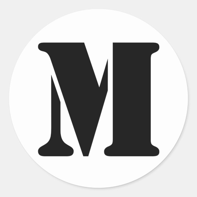 Stencil Alphabet von Janz Letter M White Runder Aufkleber (Vorderseite)