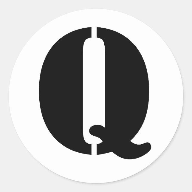 Stencil Alphabet von Janz Letter Q White Runder Aufkleber (Vorderseite)