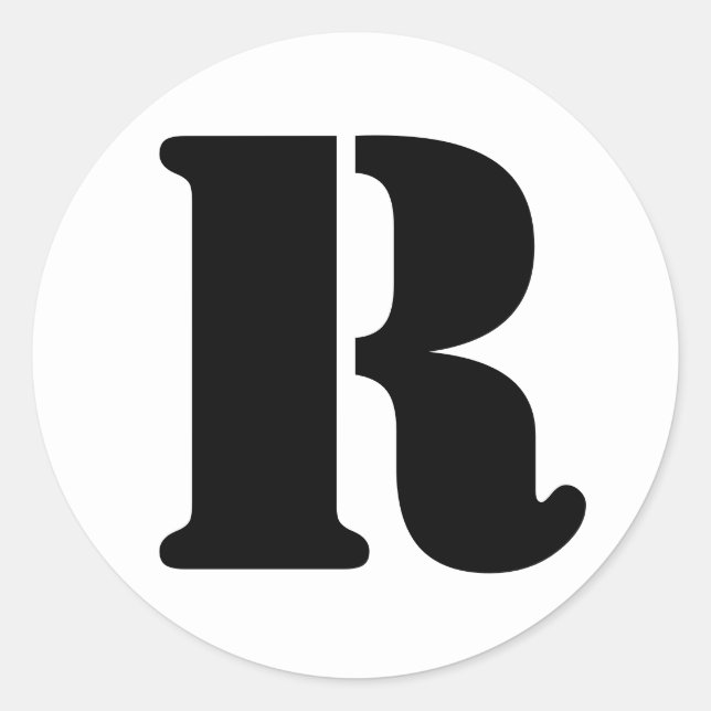 Stencil Alphabet von Janz Letter R White Runder Aufkleber (Vorderseite)