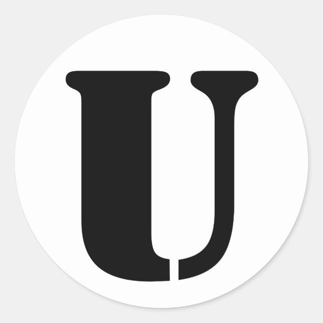 Stencil Alphabet von Janz Letter U White Runder Aufkleber (Vorderseite)