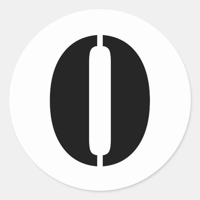 Stencil Numbers by Janz Number 0 Zero White Runder Aufkleber (Vorderseite)