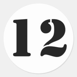 Stencil Numbers by Janz Number 12 Zwölf White Runder Aufkleber