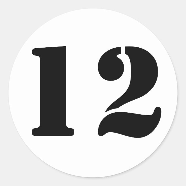 Stencil Numbers by Janz Number 12 Zwölf White Runder Aufkleber (Vorderseite)