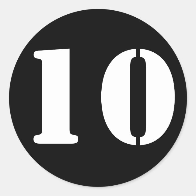 Stencil Numbers von Janz Number 10 Zehn Black Runder Aufkleber (Vorderseite)