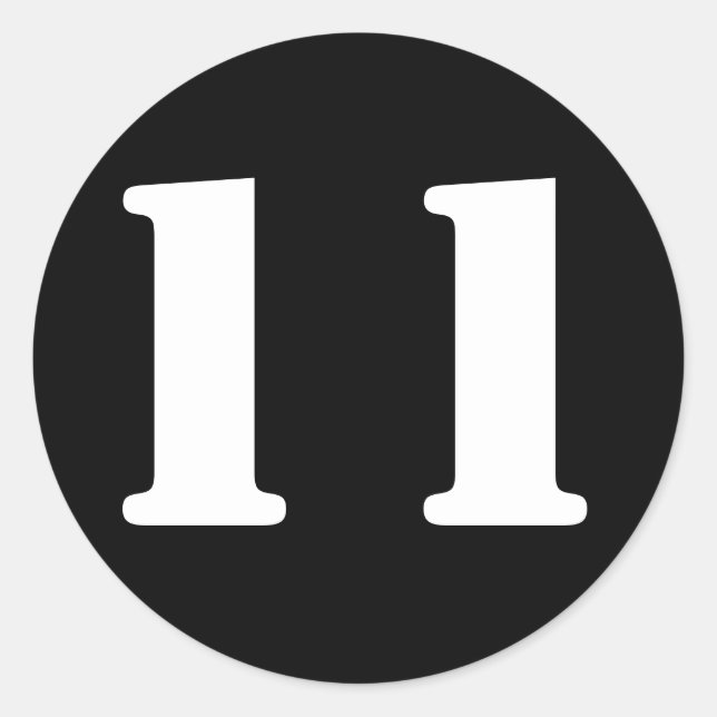 Stencil Numbers von Janz Number 11 Elf Black Runder Aufkleber (Vorderseite)