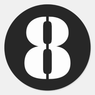 Stencil Numbers von Janz Number 8 Acht Black Runder Aufkleber