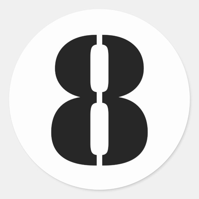 Stencil Numbers von Janz Number 8 Acht White Runder Aufkleber (Vorderseite)