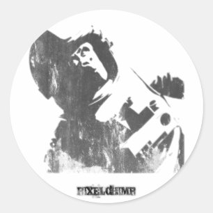Stencil Space Monkey Spray Runder Aufkleber