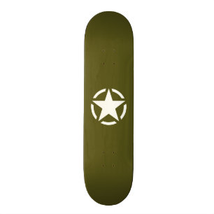 Stencil Vintag auf Khaki Green Skateboard