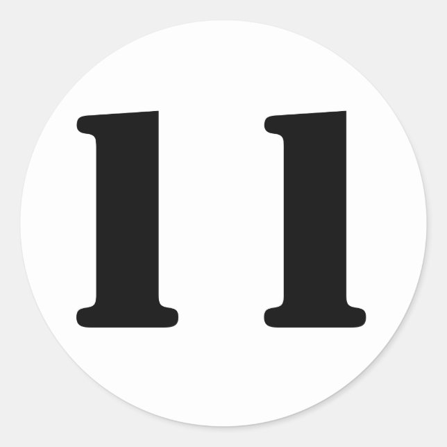 Stencil Zahlen von Janz Nummer 11 Elf White Runder Aufkleber (Vorderseite)