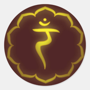 "Stenciled" 3. Chakra - Manipura Runder Aufkleber