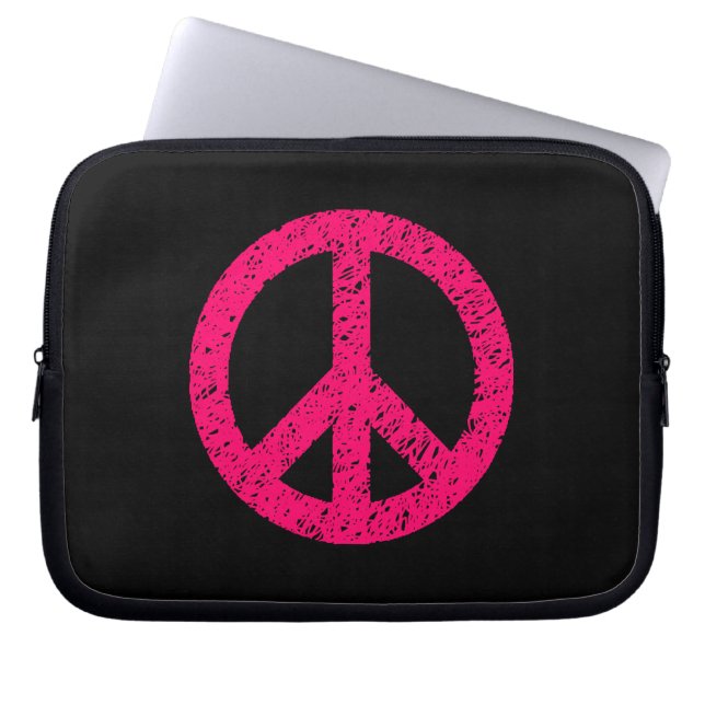 Stenciled Peace Symbol - Neon Red on Blk Laptopschutzhülle (Vorderseite)