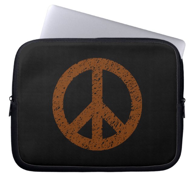 Stenciled Peace Symbol - Walnut on Blk Laptopschutzhülle (Vorderseite)