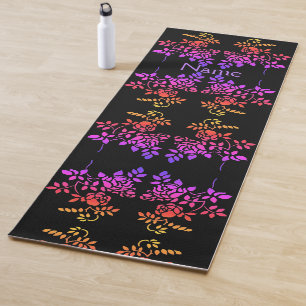 Stenciled Rose Blume Abstrakte Farben Personalisie Yogamatte