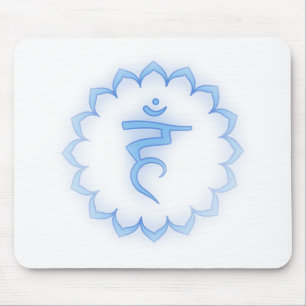 "Stenciled" Throat Chakra - Light Blue Mousepad