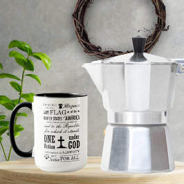 Stenciled Vintag Pledge of Allegiance Coffee Tasse