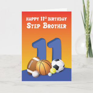 Step Brother 11. Geburtstag Sportbälle Karte