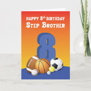 Step Brother 8th Birthday Sports Balls Karte