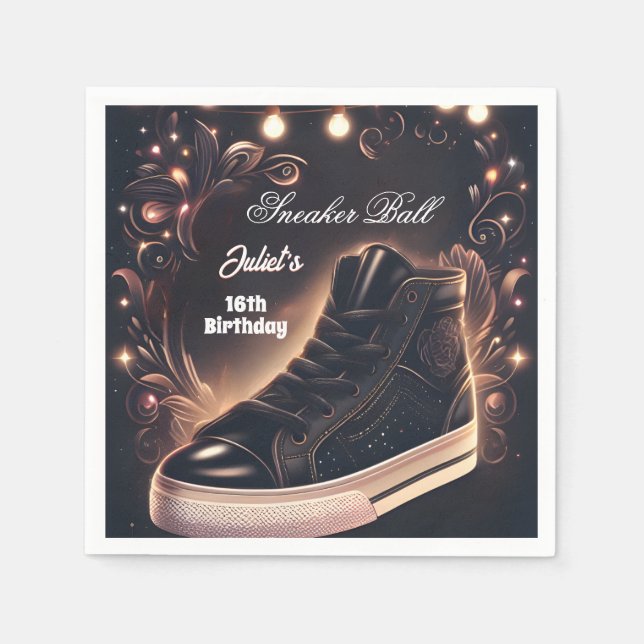 Step Chic Shoe Girl Sweet 16 Sneaker Ball Geburtst Serviette (Vorderseite)
