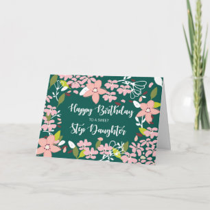 Step Daughter Birthday Green Blume Karte