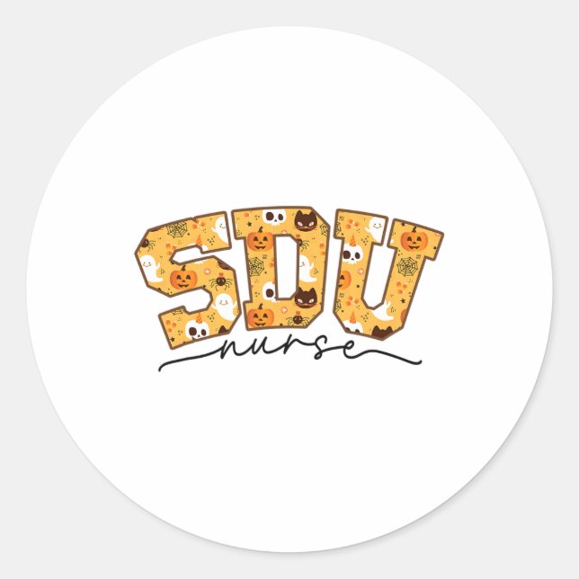 Step Down Unit Nurse Halloween Sdu Rn Fall Spooky Runder Aufkleber (Vorderseite)