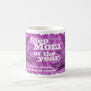 Step Mama des Jahres Foto Sterne lila 3 Kinder Tas Kaffeetasse