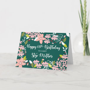 Step Mother 68. Geburtstag Grüne Blume Karte