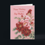 Step Mother Birthday Peonies Karte<br><div class="desc">Eine wunderschöne Abbildung von rosa und roten Pfingsten,  um Ihrer Stiefmutter einen guten Geburtstag zu wünschen. Diese Karte ist voller Liebe,  elegant und elegant zugleich.</div>