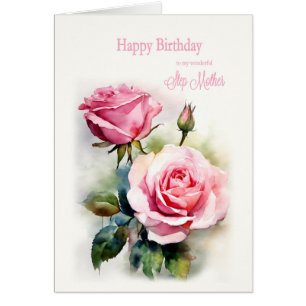 Step Mother Birthday Rose Painted Watercolor