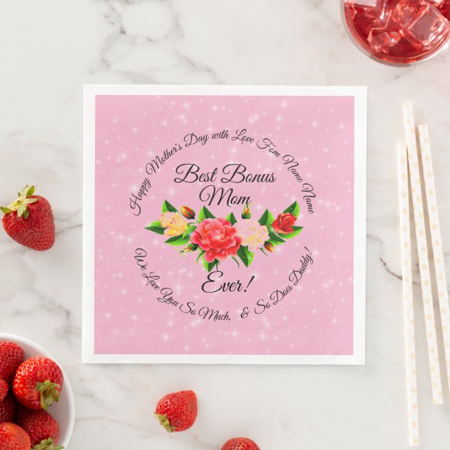 Step Mother Bonus Mama Mother Day Serviette (Beispiel)