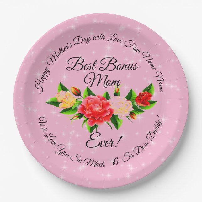 Step Mother Bonus Mama Mother's Day Large 9" Pappteller (Vorderseite)