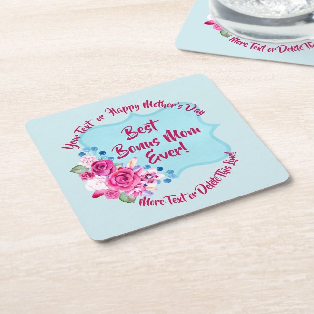 Step Mthers Day Bonus Mama Ändern Text Rechteckiger Pappuntersetzer (angewinkelt)