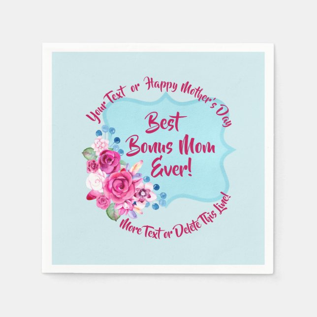 Step Mütter Day Bonus Mama ändern Text Klein Serviette (Vorderseite)