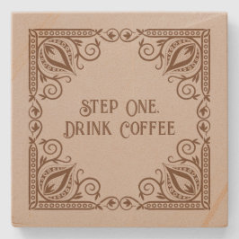 Step One Drink Coffee Lotus & Vines Decorative Steinuntersetzer