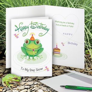 Step Sister Birthday Frog mit Toad of Fun Card Karte